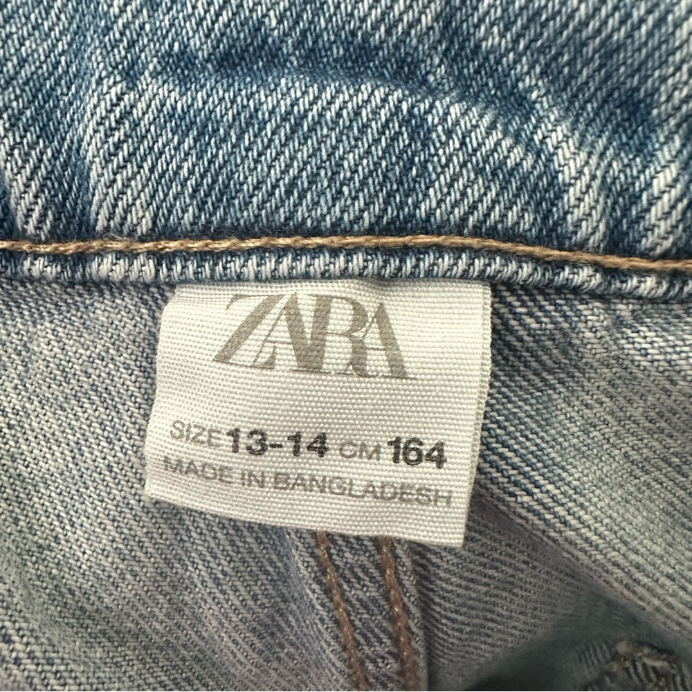 Zara Cargo Jeans Juniors Size 13/14 Blue High Rise Straight Leg Utility Denim - Picture 3 of 11